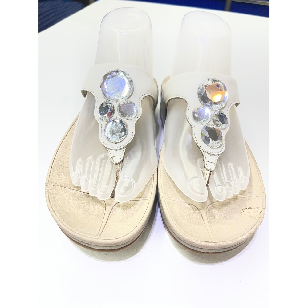 FitFlop Rokkit White Crystal Microwobbleboard Sandals Womens 8 181-194